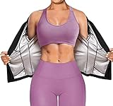 Gotoly Saunaanzug mit Gewichtsverlust, Sauna, Fitness, Langarm, T-Shirt für Damen, Thermo, Hot Thermo Sauna, Shaper Fitness, Sportjacke, Schwarz XL