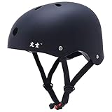 Sport Fahrradhelme, Fahrrad Skating Skateboard Helm Männer Frauen Sicherheit Motorrad Cap Hiphop Schutzhelme Breaking Protective Gear motorradhelm,Schwarz,L