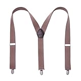 Kangdai Hosenträger, elastisch, gerade, 3 Clips, für Herren, legere Hosenträger für Zeremonie, Vatertag - Beige - 119 cm
