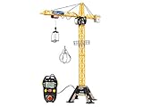 Dickie Toys 201139012 Mega Crane, elektrischer Kran mit Fernbedienung, für Kinder ab 3 Jahren, 120 cm hoch, mit Greifarm, Seilwinde, Kabine, Ladeplattform, Onlineversion