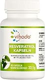 Vihado Resveratrol Kapseln – vegane Kapseln mit Resveratrol hochdosiert (150 mg / Kapsel) – vielseitiges Nahrungsergänzungsmittel ohne künstliche Zusatzstoffe – 90 Kapseln