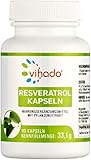 Vihado Resveratrol Kapseln – vegane Kapseln mit Resveratrol hochdosiert (150 mg / Kapsel) – vielseitiges Nahrungsergänzungsmittel ohne künstliche Zusatzstoffe – 90 Kapseln