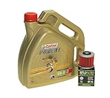 Öl Wechselset 4 Liter Castrol SAE 10W-40 Power 1 4T inkl. Ölfilter Hiflo HF145 für Aprilia Pegaso 650, Derbi, MZ/MUZ, Yamaha XT 600