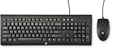 HP C2500 Bundle (H3C53AA) Tastatur und Maus mit Kabel (QWERTZ, 1.200 dpi, USB-Kabel, 3 Tasten, Scrollrad) schwarz