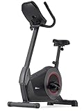 Hop-Sport Heimtrainer Fahrrad HS-100H inkl. Unterlegmatte - Ergometer mit App-Steuerung, 12 Trainingsprogrammen - Fitnessbike max. Nutzergewicht 150 kg (schwarz)