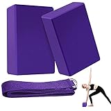 ZoneYan Yoga Block, Yoga Block 2 Stück, Yoga Block 2er Set mit Gurt, Yoga Block 2er Set, Eva-Schaum für Yoga, Sports Yoga Ziegel, Yoga-Fitness Training Block, Pilates