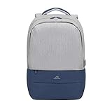 Rivacase ultraleichter Rucksack für Laptop 17.3 Zoll | Anti-Theft | Auch geeignet für das Fitnessstudio oder Kurztrips Uni Reisen Schulrucksack Arbeit Schule | Blau-Grau