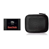 SanDisk Ultra 3D SSD interne Festplatte 2 TB (SSD intern 2,5 Zoll, stoßbeständig, 3D NAND-Technologie, n-Cache 2.0-Technologie, 560 MB/s) Schwarz & Amazon Basics Festplattentasche, schwarz