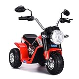 COSTWAY 6V Elektro Motorrad mit Scheinwerfer und Hupe, Dreirad Kindermotorrad, Elektromotorrad, Kinderfahrzeug 3-4 km/h für Kinder ab 3 Jahren (Rot)