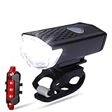 Achimer Fahrradlicht Set,Fahrradbeleuchtung - Wasserdicht Frontlicht Rücklicht Fahrradlampe fahrradlichter USB Wiederaufladbare Set 3 Licht-Modi