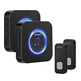 HUANHUA Funk Türklingel, AAA Batterie Kabellose Türklingeln doorbell IP55 Wasserdichte 300m Reichweite Wireless 55 Klingeltöne Türglocken für Familien, Hotels, Krankenhäuser,Fabriken