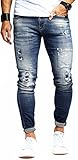Leif Nelson Herren Jeans Hose Slim Fit Denim Blaue graue Lange Jeanshose für Männer Coole Jungen weiße Stretch Freizeithose Schwarze Cargo Chino Sommer Winter Basic LN9960BL Blau W29/L30