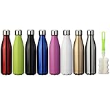 king do way Doppelwandige Edelstahl Trinkflasche Isolierflasche, 500ml BPA Frei Thermobecher, Thermosflasche Sportflasche Bottle Auslaufsichere Flasche für Sport, Outdoor, Camping, Büro (Weiß)