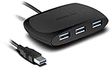 Speedlink SNAPPY USB Hub - Aktiver 4-Port Hub mit USB 3.0 (Datenübertragung bis zu 5 Gbit/s - LED Betriebsanzeige - Integriertes USB Kabel) für PC/Notebook/Laptop, schwarz