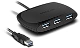 Speedlink SNAPPY USB Hub - Aktiver 4-Port Hub mit USB 3.0 (Datenübertragung bis zu 5 Gbit/s - LED Betriebsanzeige - Integriertes USB Kabel) für PC/Notebook/Laptop, schwarz