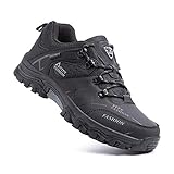 Hitmars Wanderschuhe Herren Atmungsaktiv Trekkingschuhe Leicht Outdoorschuhe Anti-Rutsch Outdoor Sportlich Schnüren 3 Schwarz 47 EU