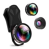 Handy Objektiv Kamera Linse Kit, 3 in 1 Lens Set 0,62X Weitwinkel + 25X Makro + 235° Fisheye Objektiv mit Universal Clip-On für IOS und Android Smartphone