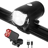 Opard Fahrradlicht Set, Fahrradlicht Frontlicht Vorne, Fahrradbeleuchtung LED, Fahrradlicht USB Aufladbar, Fahrradlampe Set, StVZO Zugelassen Wasserdicht, 2 Licht-Modi Frontlicht und Rücklicht Set