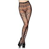 EROSPA® Netz Strumpfhose elastisch schwarz mit extravagantem Muster / Damen - Einheitsgröße S-L