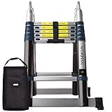 WORHAN® 3.8m TELESKOPLEITER 2 in 1 ANLEGELEITER KLAPPLEITER ALU TELESKOP LEITER MULTIFUNKTTIONS LEITER 380cm K3.8B+bag