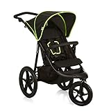 Hauck Dreirad Buggy Runner / Extra Große Luft Räder / All Terrain / Belastbar bis 25 kg / Höhenverstellbar/ Sonnen Verdeck / Liegeposition / XL Korb / Schwarz Neon Gelb