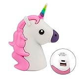 Einhorn Externe Akkus Emoji-Powerbank,UBMSA 2600mAh Externes Ladegeraet im Unicorn-Emoji-Design in Tuerkis-Rosa Fuer Smartphones und andere Geraete mit USB-Anschluss - inklusive Micro USB-Ladekabel