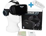 VR-PRIMUS® VA4 - VR Brille für Handys. Kompatibel mit iPhone X XS XR 11 Pro und Android Handys bis 6.2 Zoll z.B. Samsung,Huawei,LG,Sony, Xiaomi, Google Cardboard | + Fernbedienung für Android Handy 's