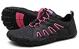 Voovix Herren Trekkingschuhe Damen Wanderschuhe Barfußschuhe Laufschuhe Traillaufschuhe Knit Sneaker Fitnessschuhe im Sommer Schwarz Rot40
