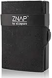 ZNAP Slim Wallet mit Münzfach - Kreditkartenetui mit Geldklammer - RFID Schutz - Schwarz Korkleder - Kartenetui, Kreditkarten Etuis, Geldbeutel - bis 12 Karten - Geld Clip von SLIMPURO