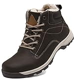 Mishansha Winterschuhe Damen Warm Gefütterte Schneestiefel rutschfest Trekking Wanderschuhe Herren Winter Outdoor Stiefel Braun 42