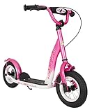 BIKESTAR Roller Kinderroller Tretroller Kickscooter mit Luftreifen für Mädchen ab 4 - 5 Jahre | 10 Zoll Classic Kinder Scooter | Pink & Weiß | Risikofrei Testen