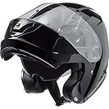 Nexo Klapphelm Motorradhelm Helm Motorrad Mopedhelm Basic II, Thermoplasthelm mit Sonnenblende, klares, kratzfestes Visier, 1.550 g, mehrfache Be- und Entlüftung, Ratschenverschluss, Schwarz, L