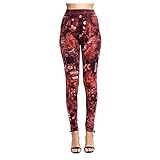 Tomatoa Damen Leggings Stretch Hose Schlupfhose Große Größen Skinny Blumen Hosen Hohe Taille Stretch Jeans Look Freizeithose
