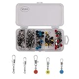 50 Stück / Box Angeln Wibel Kit, Angeln Drehgelenk, Snap, Edelstahl Lure Stecker, Laufwirbel, für Futterkörbe, Bodentaster & Laufposen, Wirbel zum Matchangeln & Forellenangeln, für Angelzubehör Set