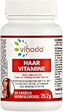 Vihado Haar Vitamine – Haarkapseln für Haarwachstum mit Biotin, Selen und Zink – Vitalformel mit den Naturstoffen Bockshornkleesamen und Bierhefe sowie Vitaminen und Mineralstoffen – 60 Kapseln