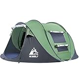 HEWOLF Wurfzelt 2-3 Personen Wasserdicht Pop Up Camping Zelt Automatik Ultraleichtes Familienzelt Sekundenzelt Sonnenschutz Cabana Strand Zelt für Outdoor Camping Festival, Großes Armeegrün