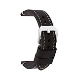 omyzam Uhrenarmband 22mm,Herren/Frauen Leder Uhrband,Ersatz-Watch Armband,Uhrenarmbänder - Armbänder für Herren Für Traditionelle Uhren Zubehör Oder Sport Fashion Smart Armband Schwarz 22mm