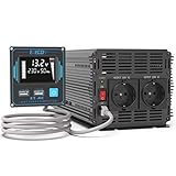 EDECOA 2000w Wechselrichter 12v 230v Spannungswandler Reiner Sinus mit Fernbedienung 2X USB und Bildschirm LCD für Wohnmobil, Sonnenkollektor KFZ