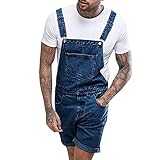 Tomatoa Herren Latzhose Overall Jeans Jumpsuit Manner Kurze Hose Kurze Jeanshose Denim Short Atmungsaktiv Sommer Arbeitshose Sweatpant mit Taschen S - 3XL