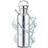 Charminer Edelstahl Trinkflasche, Langlebige Wasserflasche 1L, Wiederverwendbare öko Wasserflasche, auslaufsicher Sportflasche mit Deckel, für Sport, Camping, Ausflug, Fahrradfahren