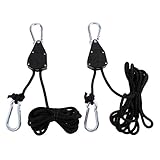 MagiDeal 1/6 Zoll Rope Ratchet Seilratsche einstellbare für Pflanzenlampe Seilratsche bis zu 68kg Lastkapazität (1 Paar) Schwarz