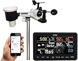 Sainlogic Profi WLAN Wetterstation - 7 in 1WiFi Internet Funk Wetterstation mit Außensensor, Regenmesser, Wettervorhersage,Windmesser, Farbdisplay, Wunderground