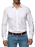 Mr. right Herren Hemd Slim Fit Langarm Hemd Einfarbig Businesshemden (Weiß2, XXXL)