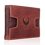 Corno d´Oro Leder Geldbeutel Männer mit Geldklammer I Mini Herren Geldbörse RFID Schutz I kleines Clip Kartenetui im Geschenkbox CD574