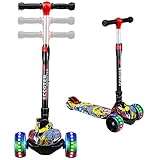 TX Roller Kinder Scooter | Kinderroller | Kinderscooter | Scooter Kinder mit 3 PU LED Leuchtenden Räder,Höhenverstellbar und faltbarem Lenker Kinder Roller für ab 2-12 Jahre Jungen und Mädche