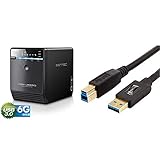 FANTEC QB-35US3-6G Externes 4-Fach Festplattengehäuse (für 4X 8, 89 cm SATA i/II/III Festplatten, USB 3.0 SuperSpeed und eSATA Anschluss) & Amazon Basics HL-002571 USB-3.0-Kabel, USB-A-auf-USB-B