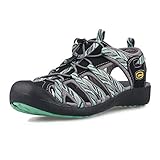 GRITION Frauen Athletisch Wandern Sandalen Geschlossene Zehe Wasser Schuhe Abenteuerlichen Outdoor Sport Trail Sommer 39 EU, Blau