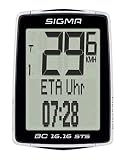 Sigma Sport Fahrrad Computer BC 16.16 STS, 16 Funktionen, Ankunftsanzeige, Kabelloser Fahrradtacho, Schwarz