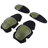 Taktische Knie- und Ellenbogenschützer für Paintball, Airsoft, Kampfuniform, Militäranzug, 2 Knieschützer und 2 Ellenbogenschützer/Set, Grün
