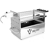 BBQ-Toro Holzkohlegrill mit elektrischem Spiessdreher | Edelstahl Grill mit Drehspiess Gestell 10 Spießen und Motor | mit Netzstecker und USB | Mangal Schaschlik | Grillspieß Drehspieß Rotisserie